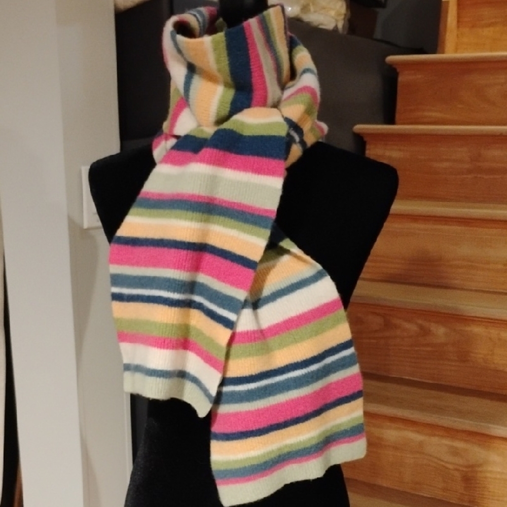 Jones New York Sport Wool Scarf with Multicolor Stripes